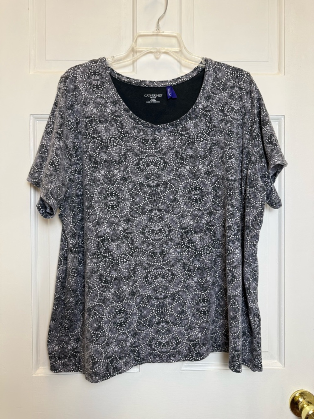 Catherines Charcoal Cotton Short Sleeve Scoop Neck Tee 1XWP Women’s Petite